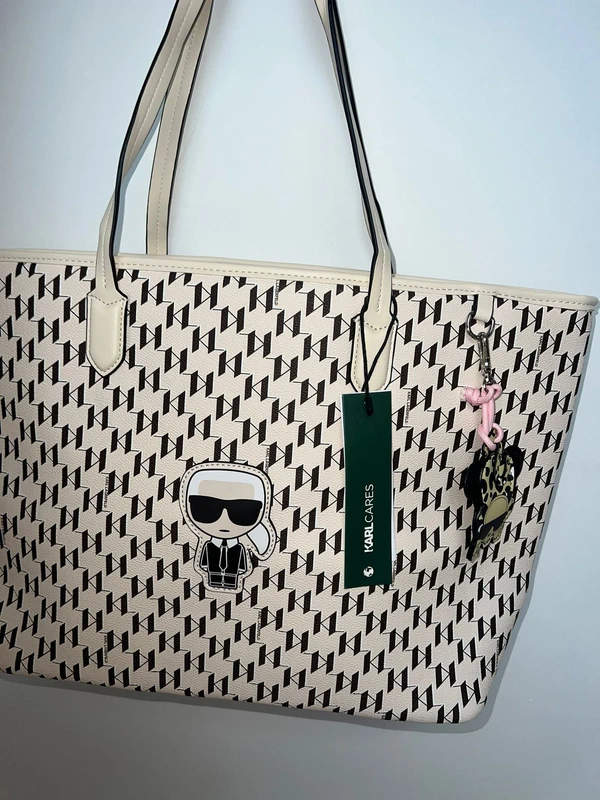 Cream Karl Lagerfeld Monogram Tote Bag