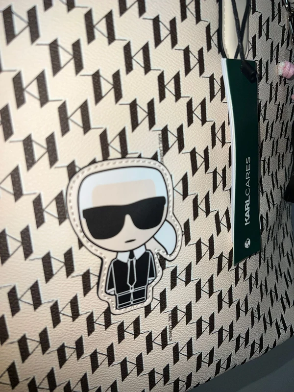 Cream Karl Lagerfeld Monogram Tote Bag